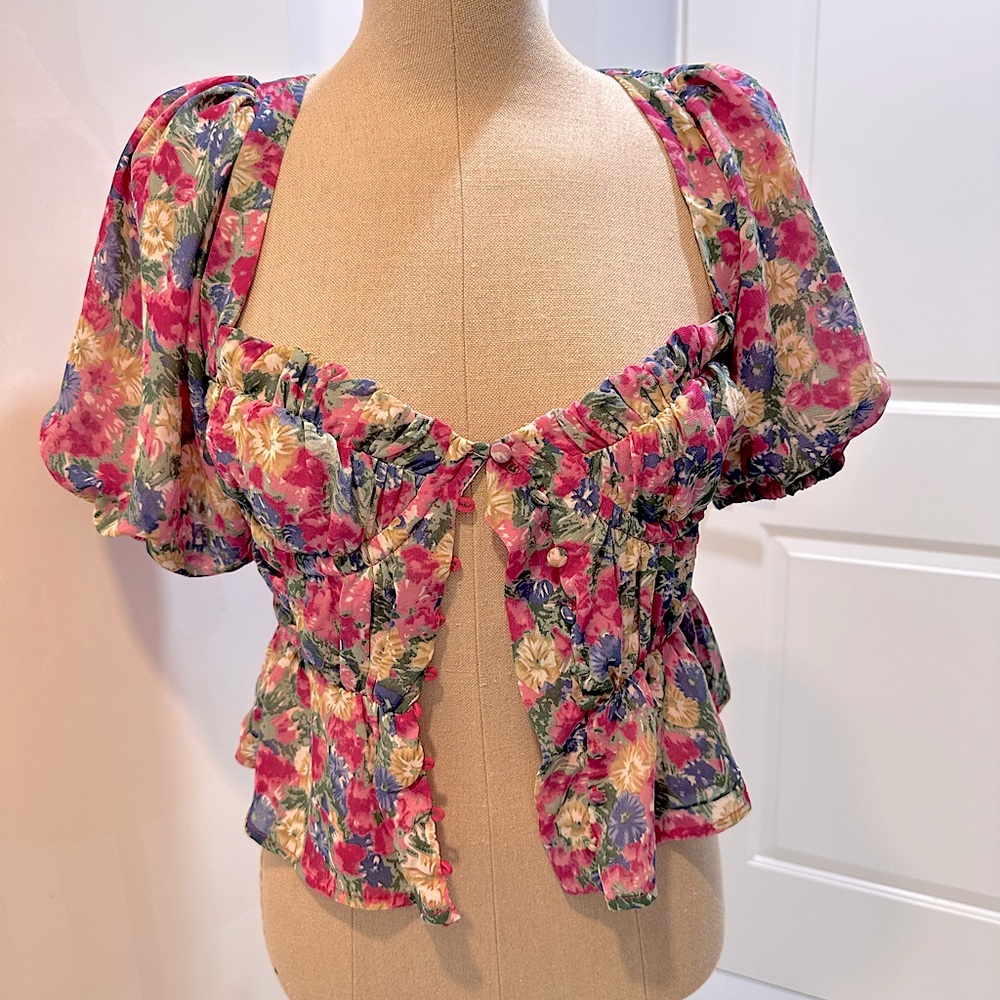 Astr Floral Puff Sleeve Top